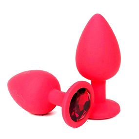 Анальная пробка красная с красным кристаллом, L, Цвет: Красный 