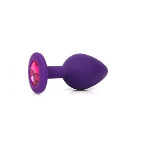 Анальная пробка с розовым кристаллом, силикон, L 