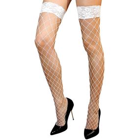 Чулки крупная сетка "Erica", 4, Размер чулок/колготок: 4, Цвет: Белый 