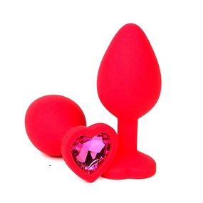 Анальная пробка с ярко-розовым кристаллом, S 