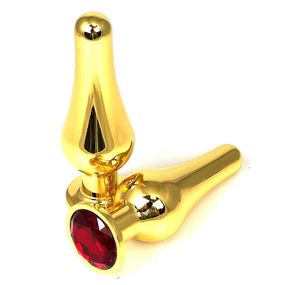 Анальная пробка танго зоото с красным кристаллом, S 