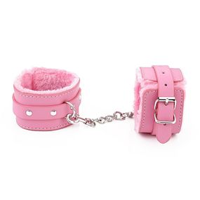 Оковы из эко-кожи с мехом, Цвет: Розовый 