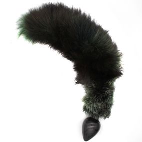 Анальная пробка с зелёным лисьим хвостом 