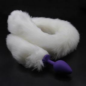 Анальная пробка с белым хвостом, S 