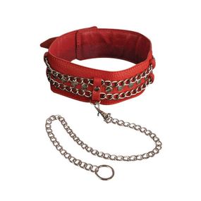 Ошейник с цепью, кожа №3101-2 