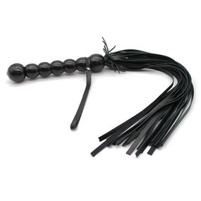 Плетка «Лоли-Попс» Black, кожа, 70 см 