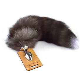 Анальная пробка серебряная с пушистым хвостом, S 