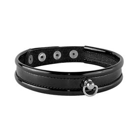 Ошейник из искусственной лаковой кожи, Цвет: Чёрный 