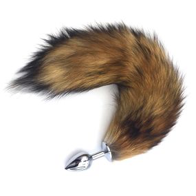 Анальная пробка с рыжим лисьим хвостом, S 