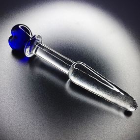 Стеклянный мини-стимулятор с голубым сердцем 