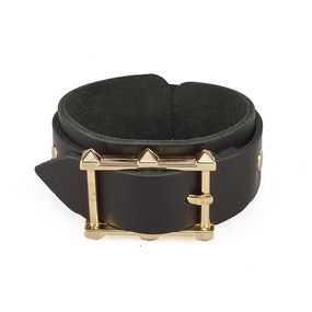 Браслет с квадратной золотой пряжкой, Цвет: Чёрный 