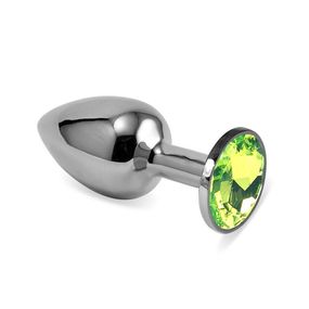 Анальная пробка с светло-зеленым кристаллом, S 