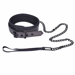 Ошейник из гибкого материала с поводком, Цвет: Серый 