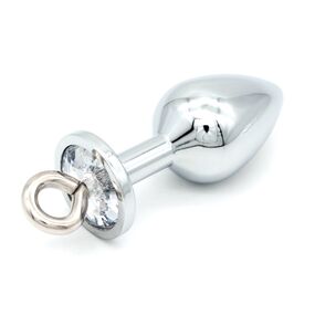 Анальная пробка капля с белым кристаллом, L 