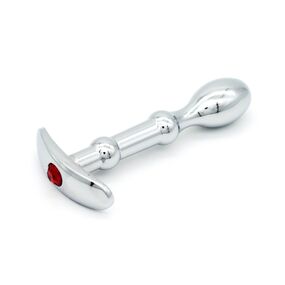 Анальный стимулятор серебряный с красным кристаллом, S, Цвет: Серебряный/Красный 