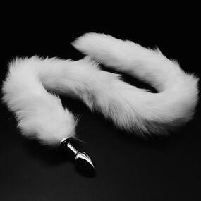 Анальная пробка с длинным белым хвостом, XS, Цвет: Белый 