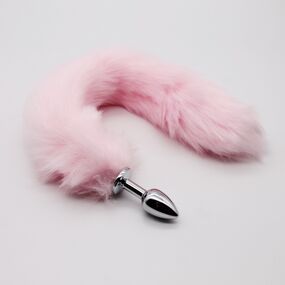 Анальная пробка удлинённая с розовым хвостом, XS, Цвет: Розовый 