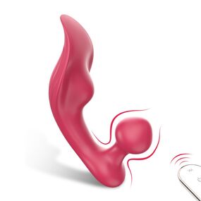 Вагинально-клиторальный вибратор с пультом Chomper-RCT Red, Цвет: Красный 