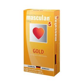Презервативы утонченные золотого цвета Masculan 5 Ultra, 10 шт 