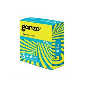 Презервативы ребристые Ganzo Ribs, 3 шт 