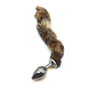 Анальная пробка металл с маленьким хвостиком, S 