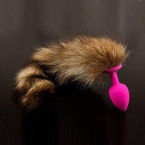 Анальная силиконовая пробка с хвостом, М 