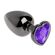 Анальная пробка чёрный металл с фиолетовым кристаллом, M, Цвет: Серебряный/Фиолетовый 