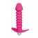 Ребристая анальная вибровтулка с ограничителем, Цвет: Розовый 