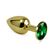 Анальная пробка золото с зелёным кристаллом, L 