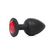 Анальная пробка чёрный силикон с красным кристаллом, силикон, S 
