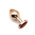 Анальная пробка розовое золото с красным кристаллом, M, Цвет: Золотой/Красный 