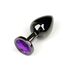 Анальная пробка черный металл с фиолетовым кристаллом, M, Цвет: Чёрный/Фиолетовый 