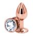 Анальная пробка розовое золото с белым кристаллом, L, Цвет: Золотой/Белый 